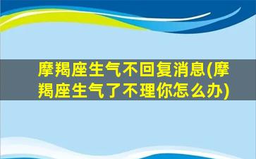 摩羯座生气不回复消息(摩羯座生气了不理你怎么办)