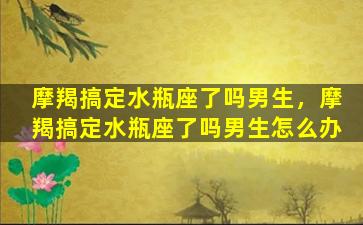 摩羯搞定水瓶座了吗男生，摩羯搞定水瓶座了吗男生怎么办