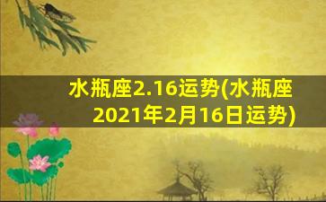 水瓶座2.16运势(水瓶座2021年2月16日运势)