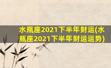 水瓶座2021下半年财运(水瓶座2021下半年财运运势)