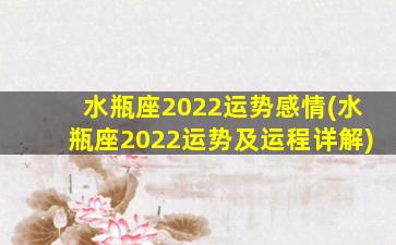 水瓶座2022运势感情(水瓶座2022运势及运程详解)