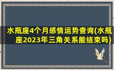 水瓶座4个月感情运势查询(水瓶座2023年三角关系能结束吗)