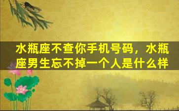 水瓶座不查你手机号码，水瓶座男生忘不掉一个人是什么样