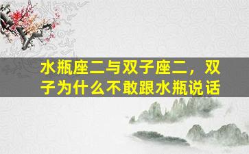 水瓶座二与双子座二，双子为什么不敢跟水瓶说话