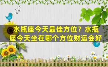 水瓶座今天最佳方位？水瓶座今天坐在哪个方位财运会好