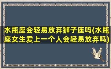 水瓶座会轻易放弃狮子座吗(水瓶座女生爱上一个人会轻易放弃吗)