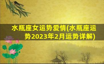 水瓶座女运势爱情(水瓶座运势2023年2月运势详解)