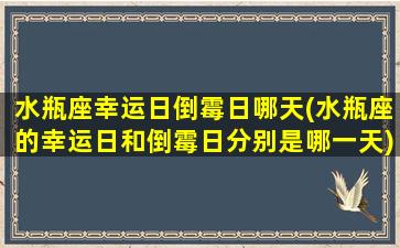 水瓶座幸运日倒霉日哪天(水瓶座的幸运日和倒霉日分别是哪一天)