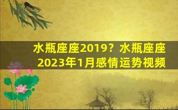 水瓶座座2019？水瓶座座2023年1月感情运势视频