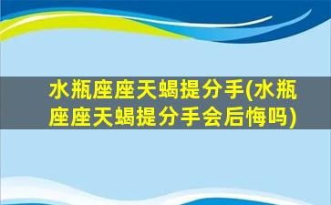 水瓶座座天蝎提分手(水瓶座座天蝎提分手会后悔吗)