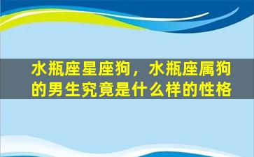 水瓶座星座狗，水瓶座属狗的男生究竟是什么样的性格