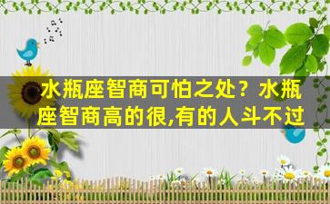 水瓶座智商可怕之处？水瓶座智商高的很,有的人斗不过