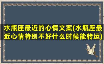 水瓶座最近的心情文案(水瓶座最近心情特别不好什么时候能转运)