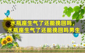 水瓶座生气了还能挽回吗，水瓶座生气了还能挽回吗男生