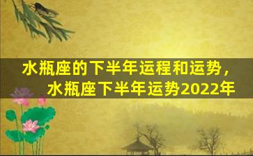 水瓶座的下半年运程和运势，水瓶座下半年运势2022年