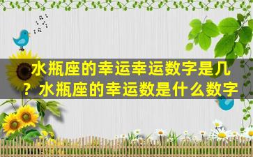 水瓶座的幸运幸运数字是几？水瓶座的幸运数是什么数字