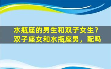 水瓶座的男生和双子女生？双子座女和水瓶座男，配吗