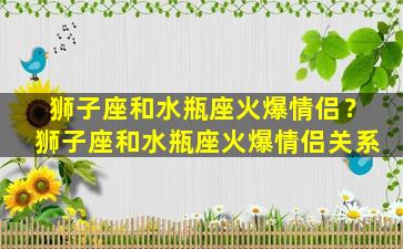 狮子座和水瓶座火爆情侣？狮子座和水瓶座火爆情侣关系