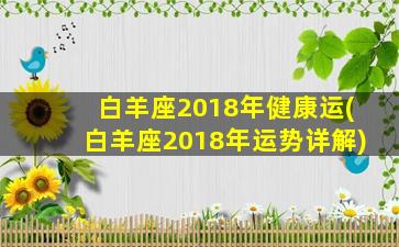 白羊座2018年健康运(白羊座2018年运势详解)