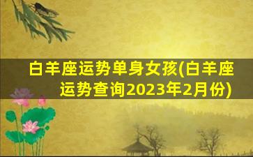 白羊座运势单身女孩(白羊座运势查询2023年2月份)