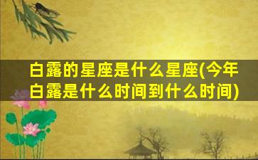 白露的星座是什么星座(今年白露是什么时间到什么时间)