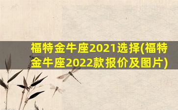 福特金牛座2021选择(福特金牛座2022款报价及图片)