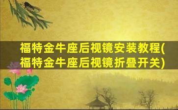 福特金牛座后视镜安装教程(福特金牛座后视镜折叠开关)