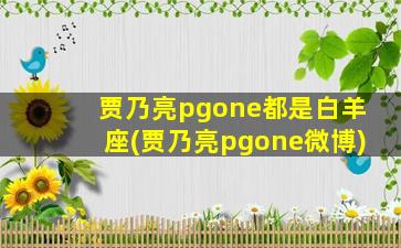 贾乃亮pgone都是白羊座(贾乃亮pgone微博)