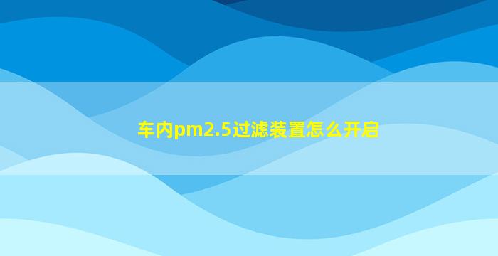 车内pm2.5过滤装置怎么开启