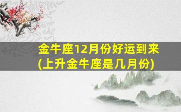 金牛座12月份好运到来(上升金牛座是几月份)