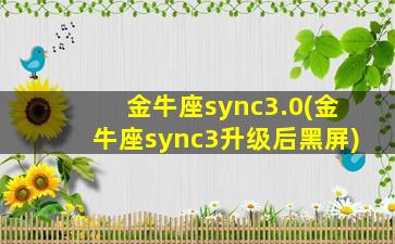 金牛座sync3.0(金牛座sync3升级后黑屏)