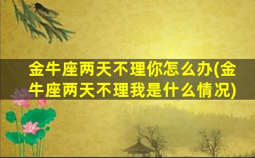 金牛座两天不理你怎么办(金牛座两天不理我是什么情况)