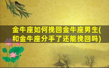 金牛座如何挽回金牛座男生(和金牛座分手了还能挽回吗)